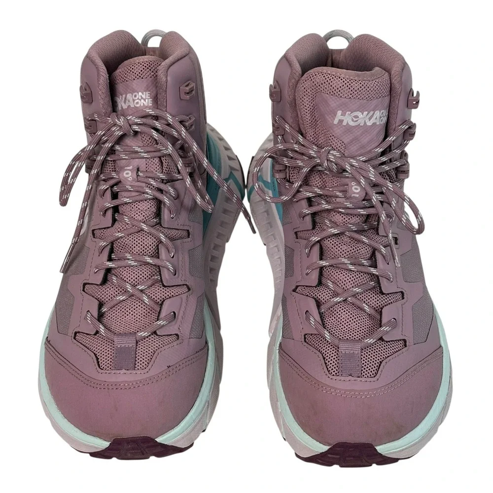 HOKA One One TenNine‎ GTX Womens Hiking Boots Trail Vibram Lug Mauve Teal 9.5